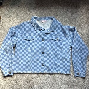 Pink Lily Light Blue Checkered Jacket